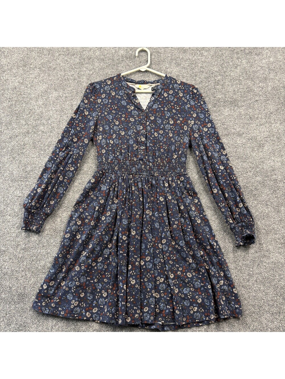Boden Women's Dress Blue With Flowers Six Boho Cottage Core With Pockets Sz 6